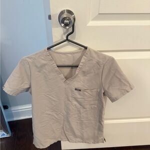 Figs Tan V-Neck Scrub Top